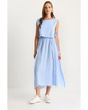 Textuur Blouse & Rok Muslin Stof Twee-Delige Set