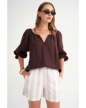 Geknoopte Mousseline Blouse