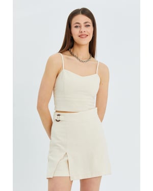 Hart Kraag Aansluitende Crop Blouse