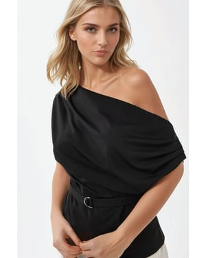 Shawl Kraag Gedrapeerde Boven met Ceintuur