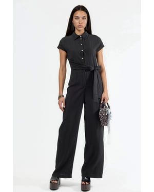 Bredelijne Overhemdkraag Jumpsuit met Knopen