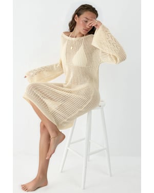 100% Cotton Midi Knitwear Beach Dress