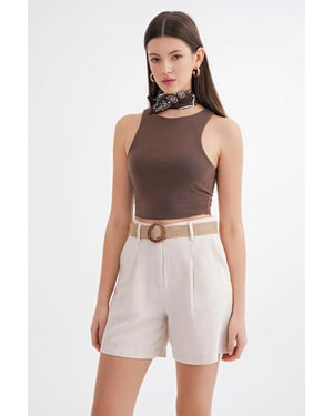 Hooggewaist Short met Balthoesluiting