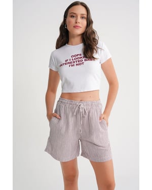 Hoge Taille Gestreepte Wijde Broekshorts