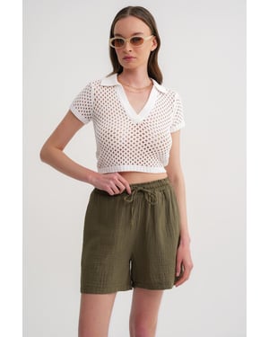 Hoogwaardige Geweven Katoenen Shorts