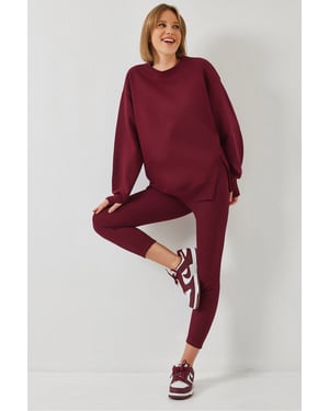Textured Knit Capri Actieve Set met Ronde Hals