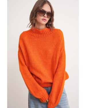 Relaxed Fit Crew Neck Dikke Gebreide Trui