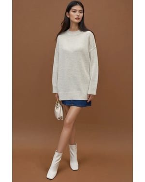 Dikke Gebreide Crew Neck Lange Trui