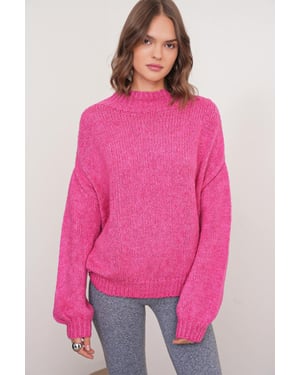 Avslappnad passform crew neck tjockstickad tröja