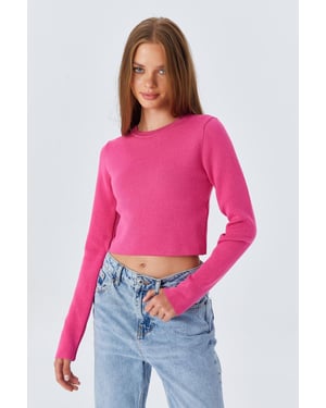Long Sleeve Basic Crop Knit Top