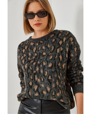 Leopardprint Ronde Hals Trui