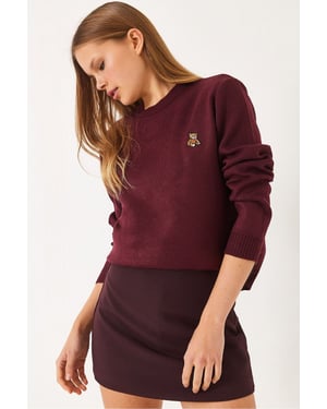Embroidered Crew Neck Sweater