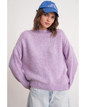 Avslappnad passform crew neck tjockstickad tröja