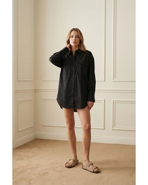 Overmaat Lange Mouwen Katoenen Shirt met Zak