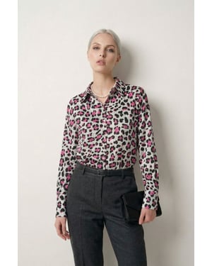 Leopard Print Lange Mouwen Knoopshirt