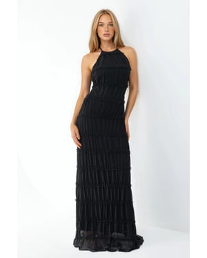 Halternekk Textuur Maxi Jurk