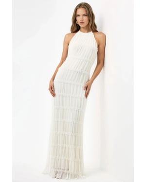 Halter Neck Texturerad Maxi Klänning
