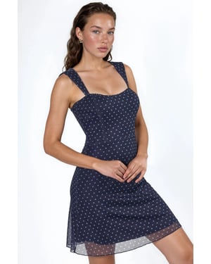 Polka Dots Mini Tulle Jurk met Hart Kraag