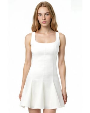 Rechthoekige Hals Stretch Bengalin Mini Jurk