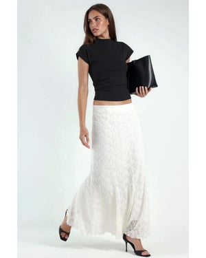 Hoge Taille Kanten Maxi Rok