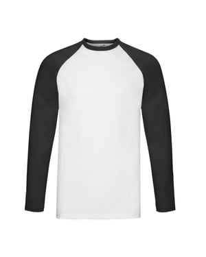 Fruit of the Loom Heren Valueweight Baseball T-shirt met lange mouwen (Wit/zwart)