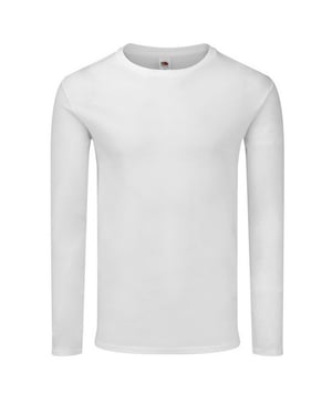 Fruit of the Loom Heren Iconic 140 Classic T-shirt met lange mouwen (Wit)