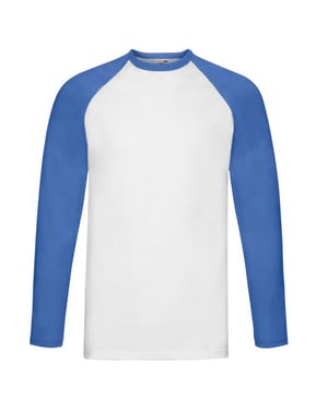 Fruit of the Loom Heren Valueweight Baseball T-shirt met lange mouwen (Wit/royaal blauw)