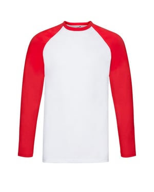 Fruit of the Loom Heren Valueweight Baseball T-shirt met lange mouwen (Wit/rood)