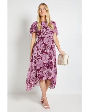 Petite Floral Burn Out Cape Midi Dress