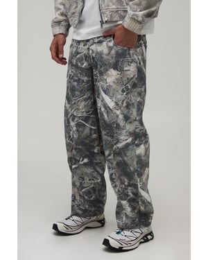 Washed Camo Barrel Fit Jeans