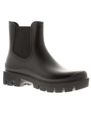 Womens Chunky Ankle Wellies Stamp Slip On black