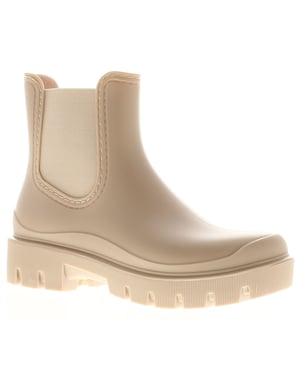 Womens Chunky Ankle Wellies Stamp Slip On nude