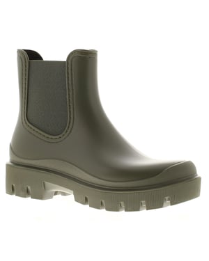 Womens Chunky Ankle Wellies Stamp Slip On khaki