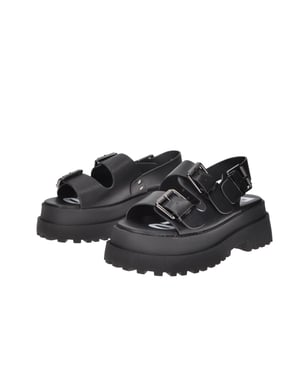 Buffalo Pluto Ari Dames Zwarte Sandalen