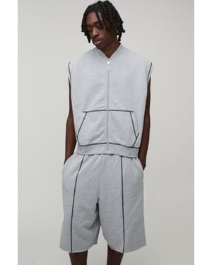 Oversized Boxy Loopback Sleeveless Zip Through Jersey Gilet And Jort Tracksuit