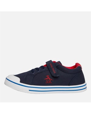 Penguin Junior Regenboog Canvas Navy/Rood Sneakers