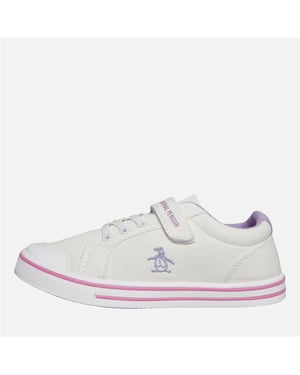 Penguin Junior Rainbow Canvas Meisjes Witte/Lila Sneakers