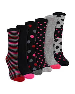 6 Pack Ladies Bamboo Socks Soft Breathable Patterned Everyday Socks