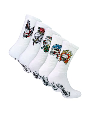 5-pack Heren Crew Sokken met Skull Patroon Zachte Ademend Casual Sokken