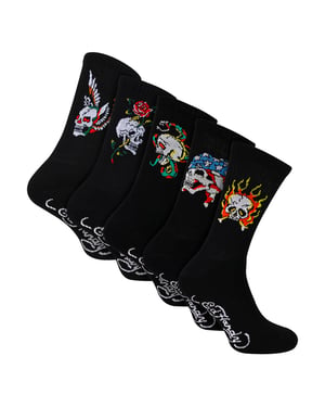 5-pack Heren Crew Sokken met Doodskoppatroon Zachte Ademende Casual Sokken