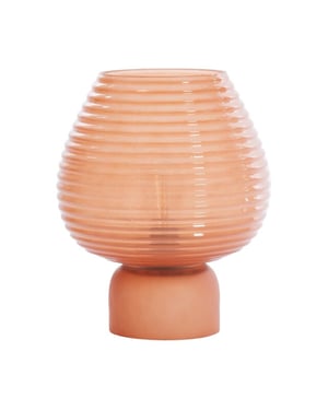 Casa di Elturo Led tafellamp liora koraal glazen – geribbeld glas Ø22 x 27 cm –