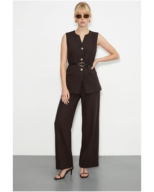 Hoge Taille V-Hals Geknoopte Twee-Stuk Co-ord Set