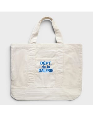 Gallery Dept. Logo-Print Cotton Corduroy Tote Bag White