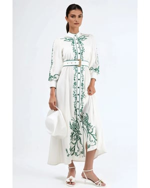 Bloemige Midi Hemdress met Ceintuur