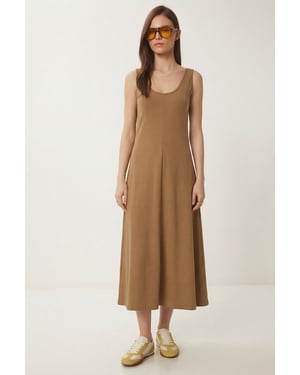 U-Kraag Midi Jurk