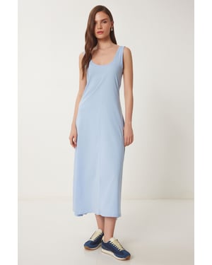 U Kraag Midi Jurk