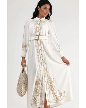 Bloemige Midi Hemdenjurk met Ceinture