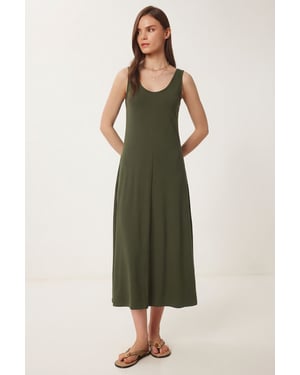 U Kraag Midi Jurk