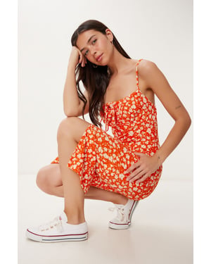 Bloemengebroken Ribbel Bodycon Midi-jurk met Split
