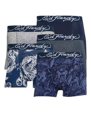 5-Pack Heren Katoenen Stretch Boxers Met Elastische Tailleband Blauw Ondergoed